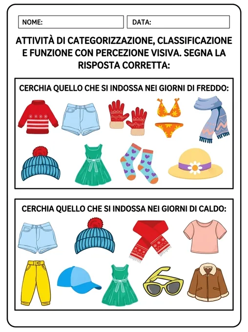 Categorie, classificazione e funzione